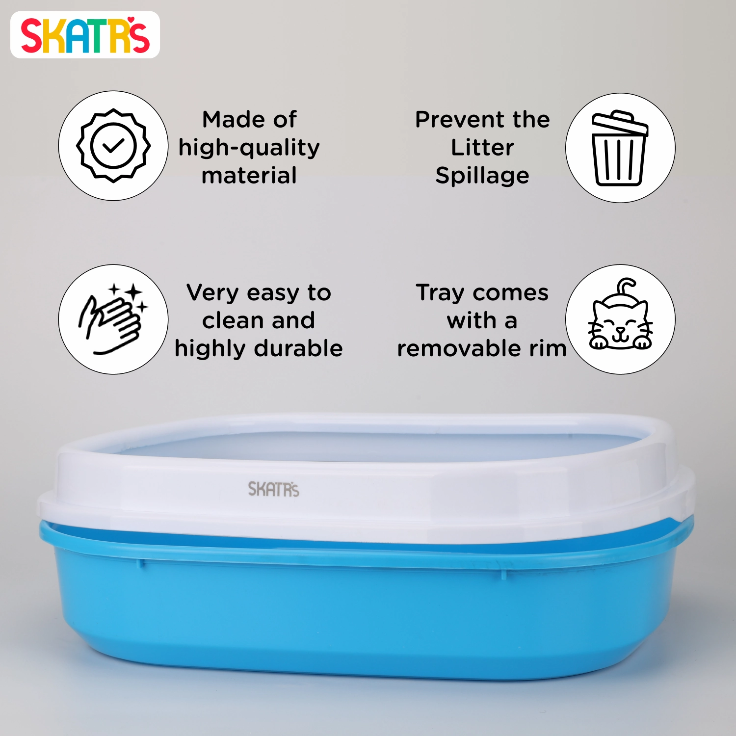 Skatrs Litter Tray for Cats (Blue)