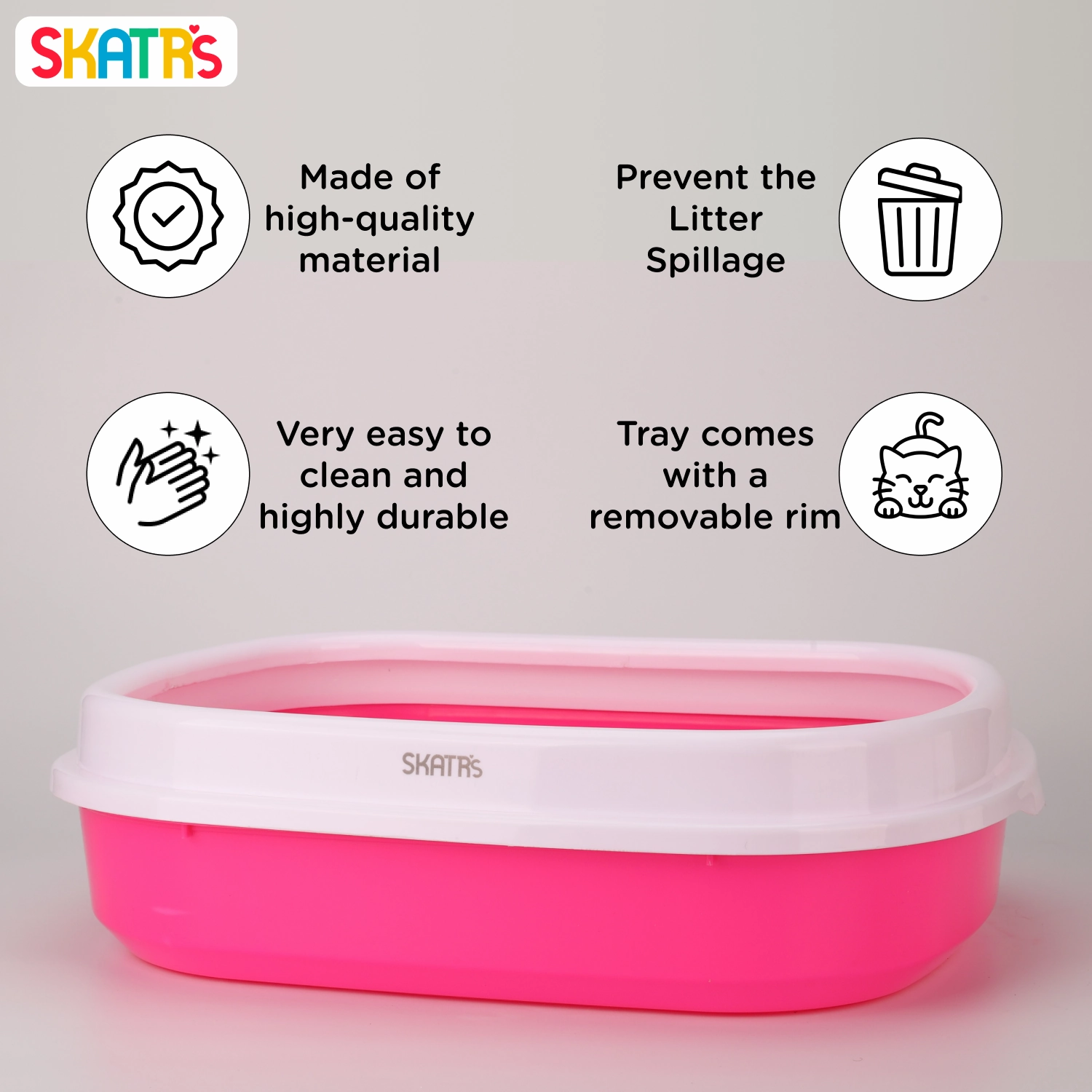Skatrs Litter Tray for Cats (Pink)