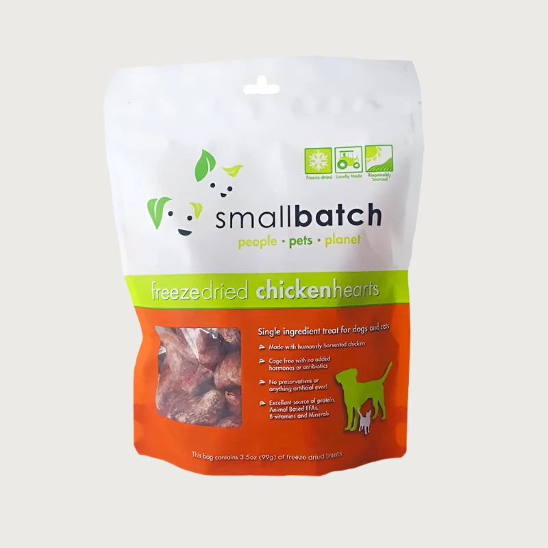 SMALLBATCH Freeze-Dried Raw Chicken Hearts Treat for Dogs and Cats
