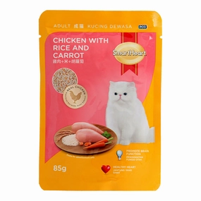 SmartHeart Cat Pouch Chicken with Rice & Carrot 85g