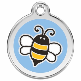 Stainless Steel And Enamel Bumble Bee Light Blue Dog ID Tag