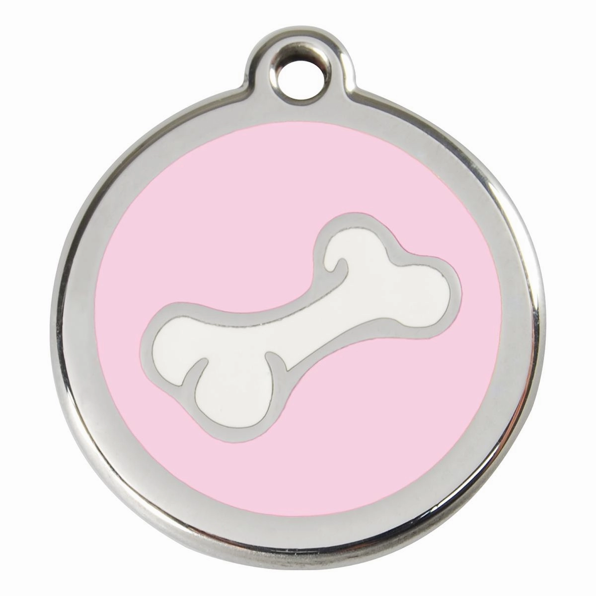 Stainless Steel And Enamel Diagonal Bone Pink Dog ID Tag