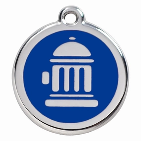 Stainless Steel And Enamel Fire Hydrant Dark Blue Dog ID Tag