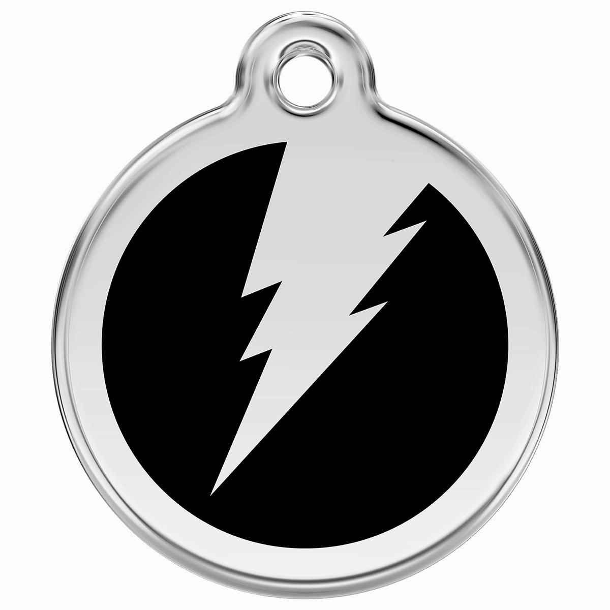 Stainless Steel And Enamel Flash Black Dog ID Tag
