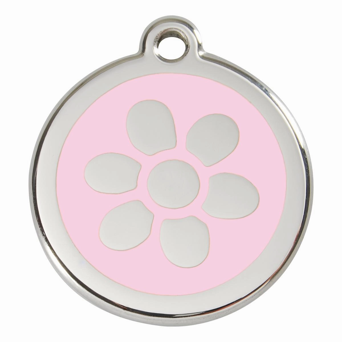 Stainless Steel And Enamel Flower Pink Dog ID Tag