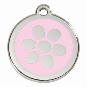 Stainless Steel And Enamel Flower Pink Dog ID Tag