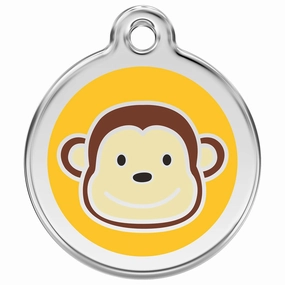Stainless Steel And Enamel Monkey Dog ID Tag