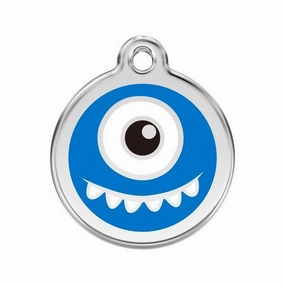 Stainless Steel And Enamel Monster Blue Dog ID Tag