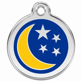 Stainless Steel And Enamel Moon And Stars Dog ID Tag