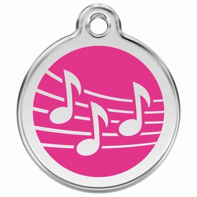 Stainless Steel And Enamel Music Hot Pink Dog ID Tag