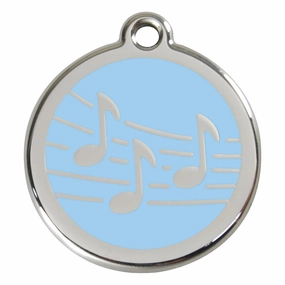 Stainless Steel And Enamel Music Light Blue Dog ID Tag