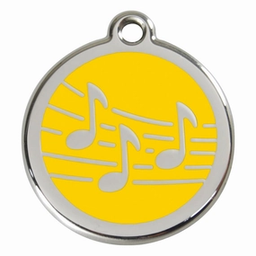 Stainless Steel And Enamel Music Yellow Dog ID Tag
