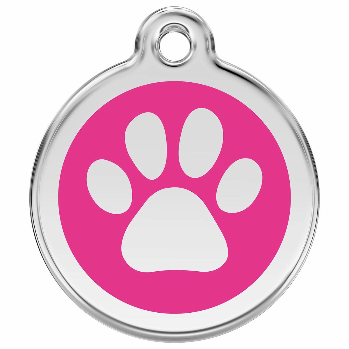 Stainless Steel And Enamel Paw Print Hot Pink Dog ID Tag