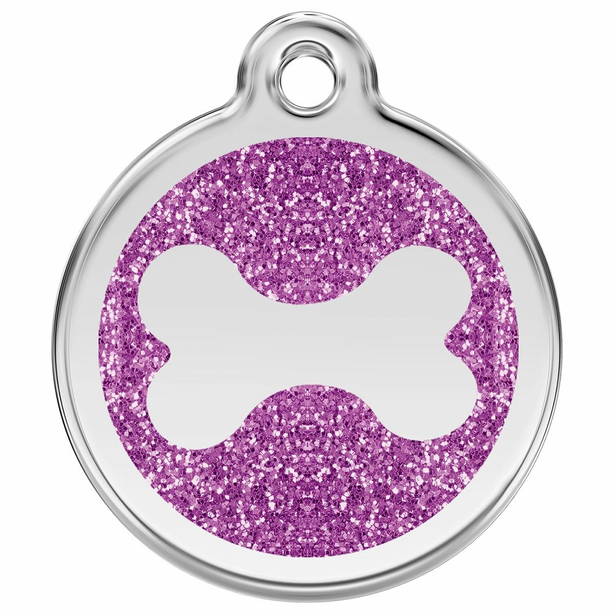 Stainless Steel And Glitter Enamel Bone Purple Dog ID Tag