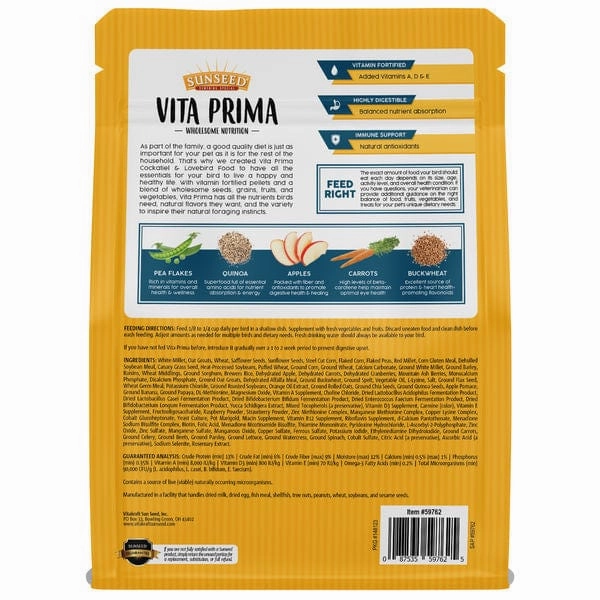 Sunseed Vita Prima Cockatiel & Lovebird Food