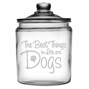 The Best Things In Life Glass Dog Treat Jar