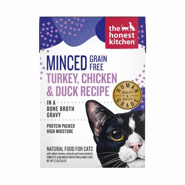 The Honest Kitchen Minced Grain Free Turkey, Chicken & Duck Recipe Wet Cat Food; Case of 12 (SPECIAL ORDER ITEM)