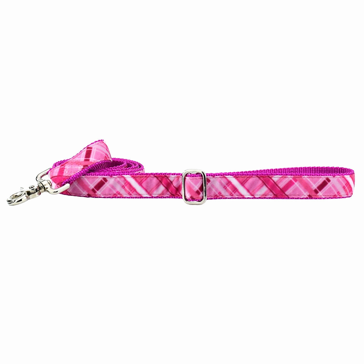 Velvet Essential Dog Collar Very Pink Plaid