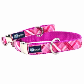 Velvet Essential Dog Collar Very Pink Plaid