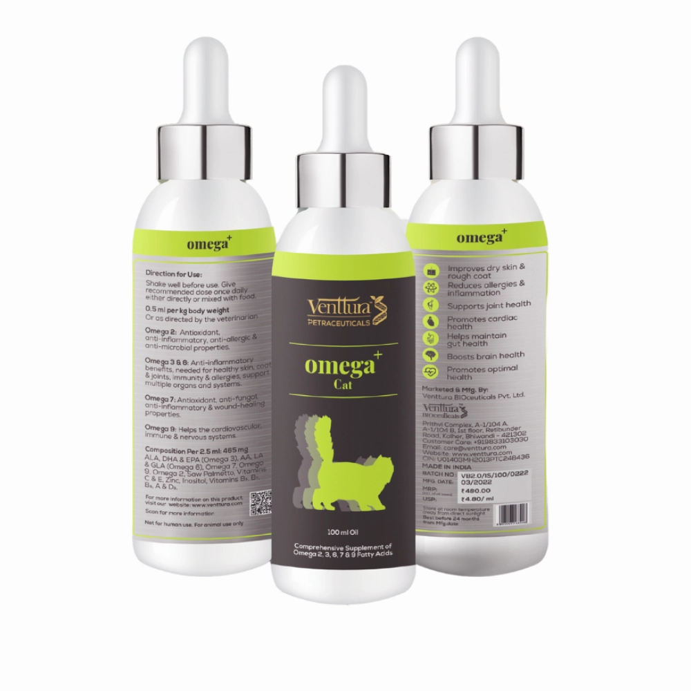 Venttura Healthy Skin & Glowing Coat Omega Fatty Acid Supplement for Cats