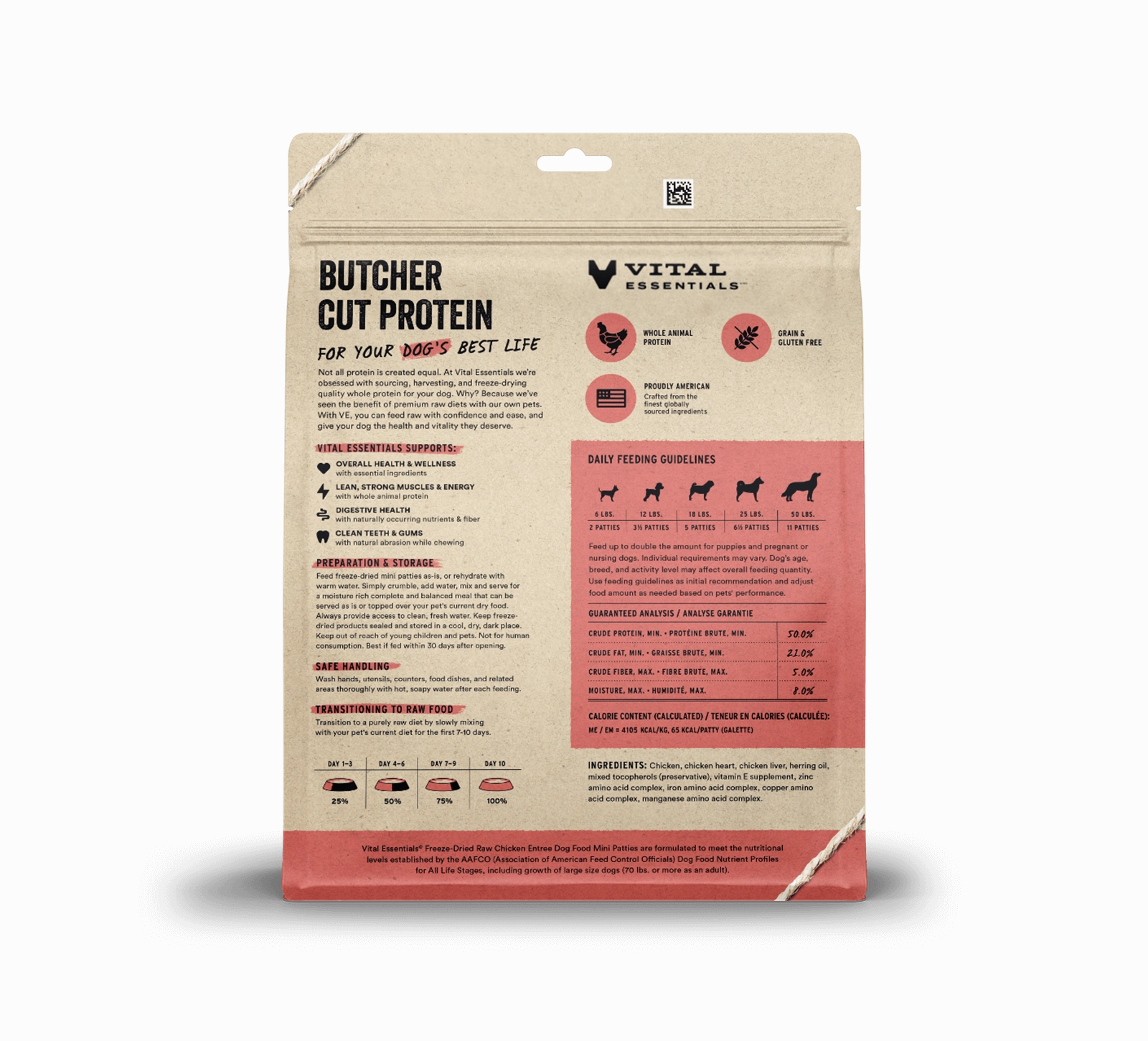 Vital Essentials Chicken Entree Mini Patties Freeze-Dried Raw Dog Food