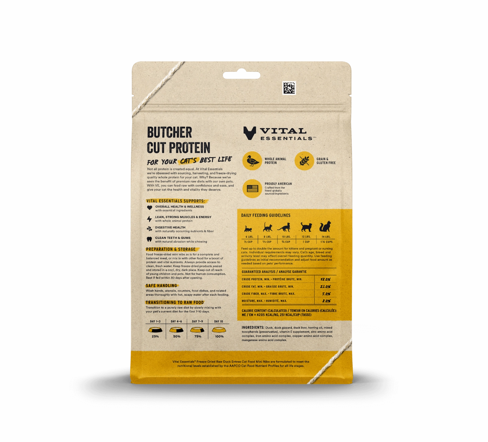 Vital Essentials Duck Entree Mini Nibs Freeze-Dried Raw Cat Food
