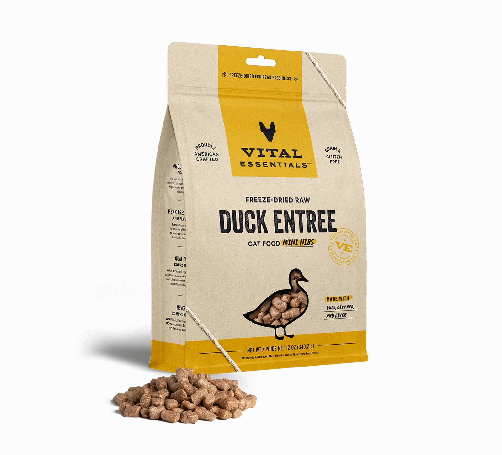 Vital Essentials Duck Entree Mini Nibs Freeze-Dried Raw Cat Food