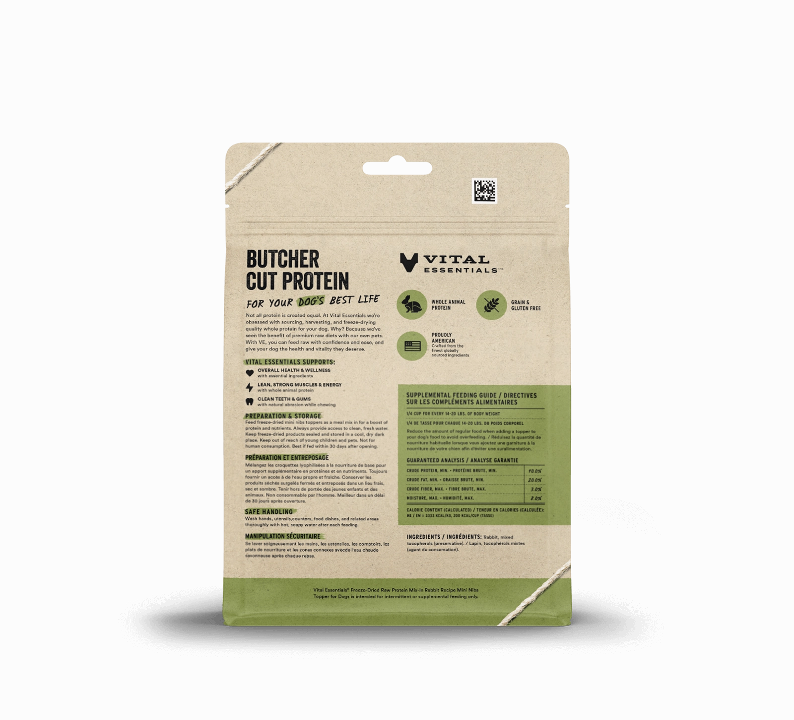 Vital Essentials Rabbit Recipe Freeze-Dried Raw Protein Mix-In Mini Nibs Topper For Dogs