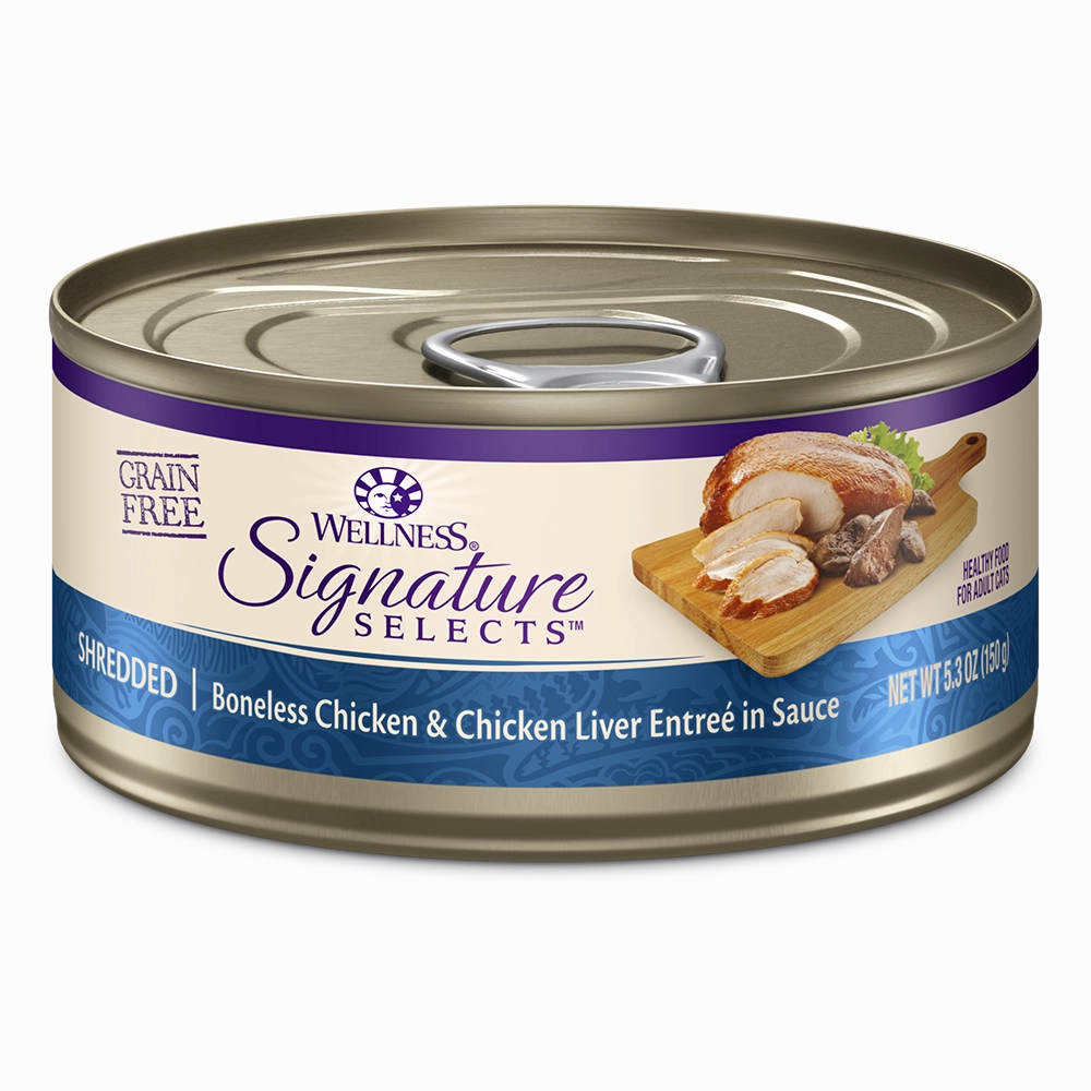 Wellness Cat Core Grain Free Signature Selects Shredded Boneless Chicken & Chicken Liver Entree in Sauce 5.3oz