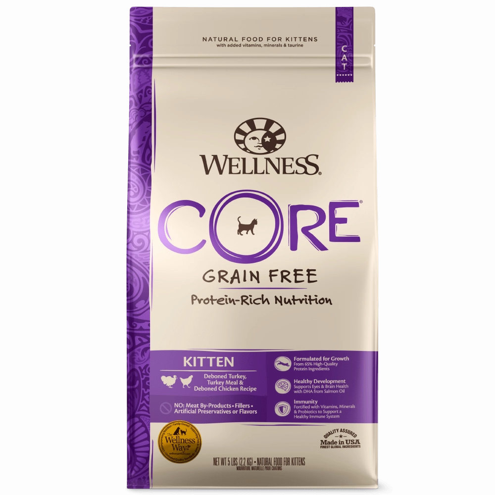 Wellness CORE Grain Free Natural Kitten Health Turkey, Turkey Meal and Chicken Recipe Dry Cat Food