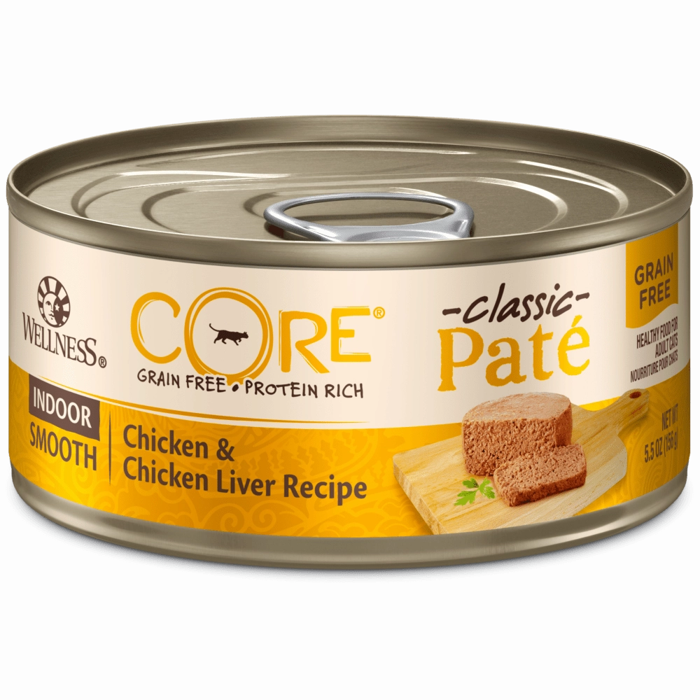 Wellness CORE Natural Grain Free Indoor Chicken and Chicken Liver Smooth Pate Wet Canned Cat Food