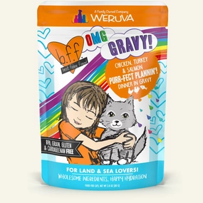 Weruva BFF Oh My Gravy Purr-Fect Plannin Grain Free Chicken, Turkey, & Salmon in Gravy Wet Cat Food Pouch