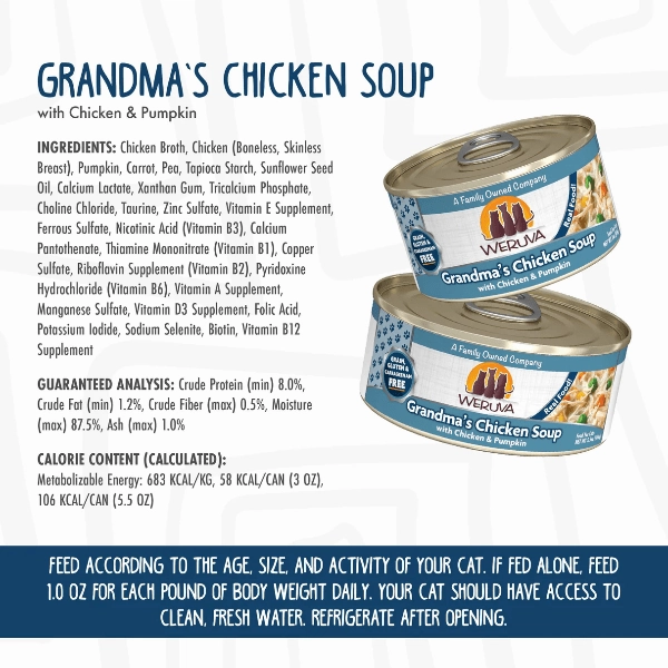 Weruva Grandma's Chicken Soup with Chicken & Pumpkin Canned Cat Food, 3oz