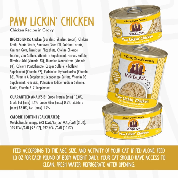 Weruva Paw Lickin' Chicken Recipe in Gravy Canned Cat Food, 3oz