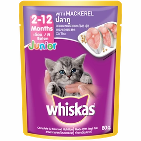 Whiskas Pouch 2-12 Months Junior Mackerel 80g
