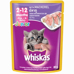 Whiskas Pouch 2-12 Months Junior Mackerel 80g