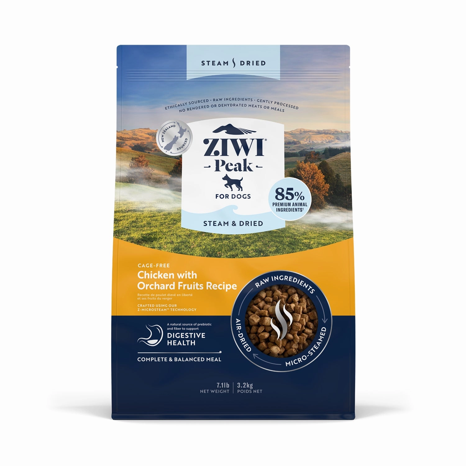 ZiwiPeak Steam & Dried Dog Food - Cage-Free Chicken with Orchard Fruits Recipe