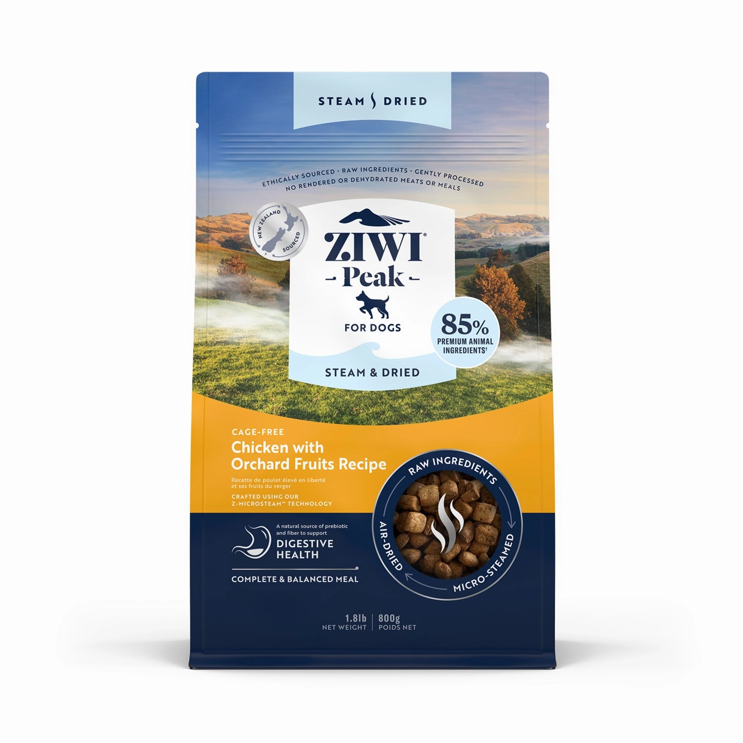 ZiwiPeak Steam & Dried Dog Food - Cage-Free Chicken with Orchard Fruits Recipe