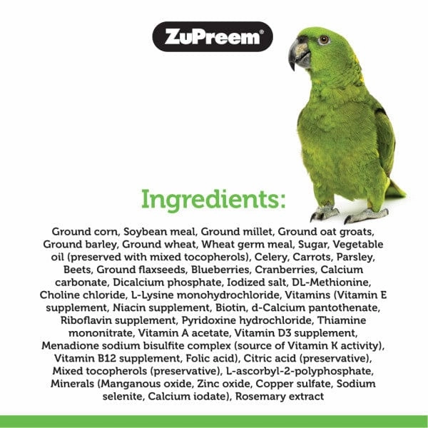 ZuPreem Natural Bird Food, Parrots & Conures